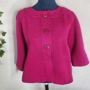 Chico's Fuschia Pink Textured 3 Button Blazer Jacket Size 1